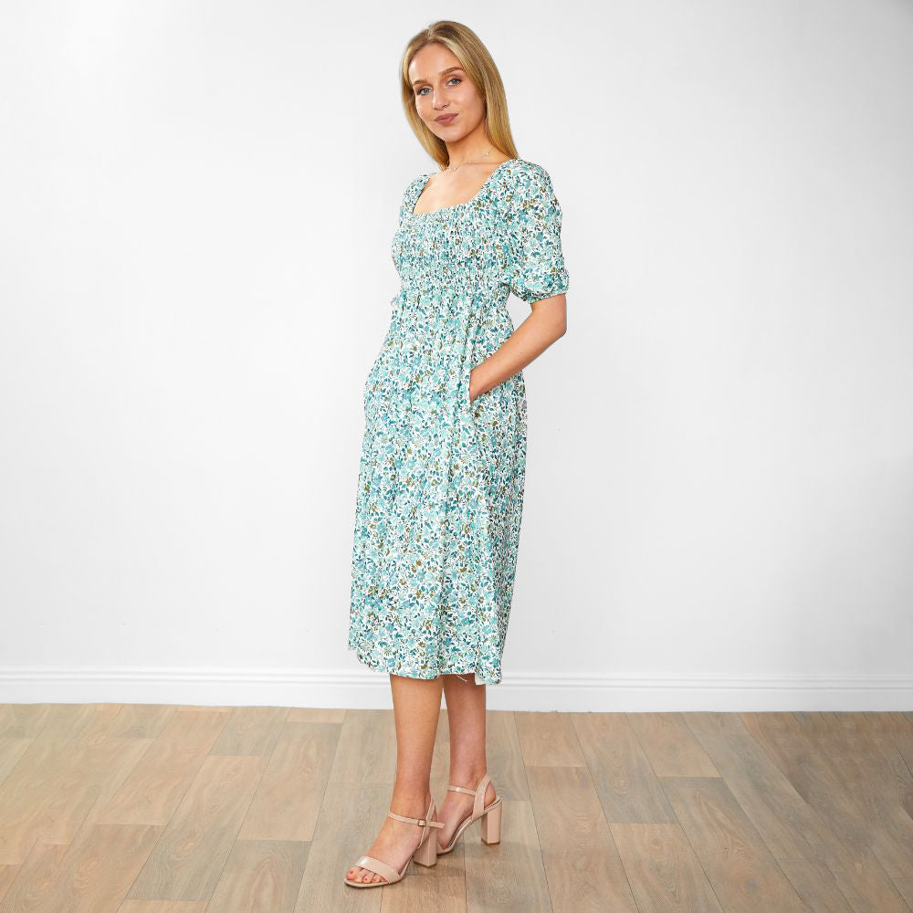 Georgia Dress (Green Flower)
