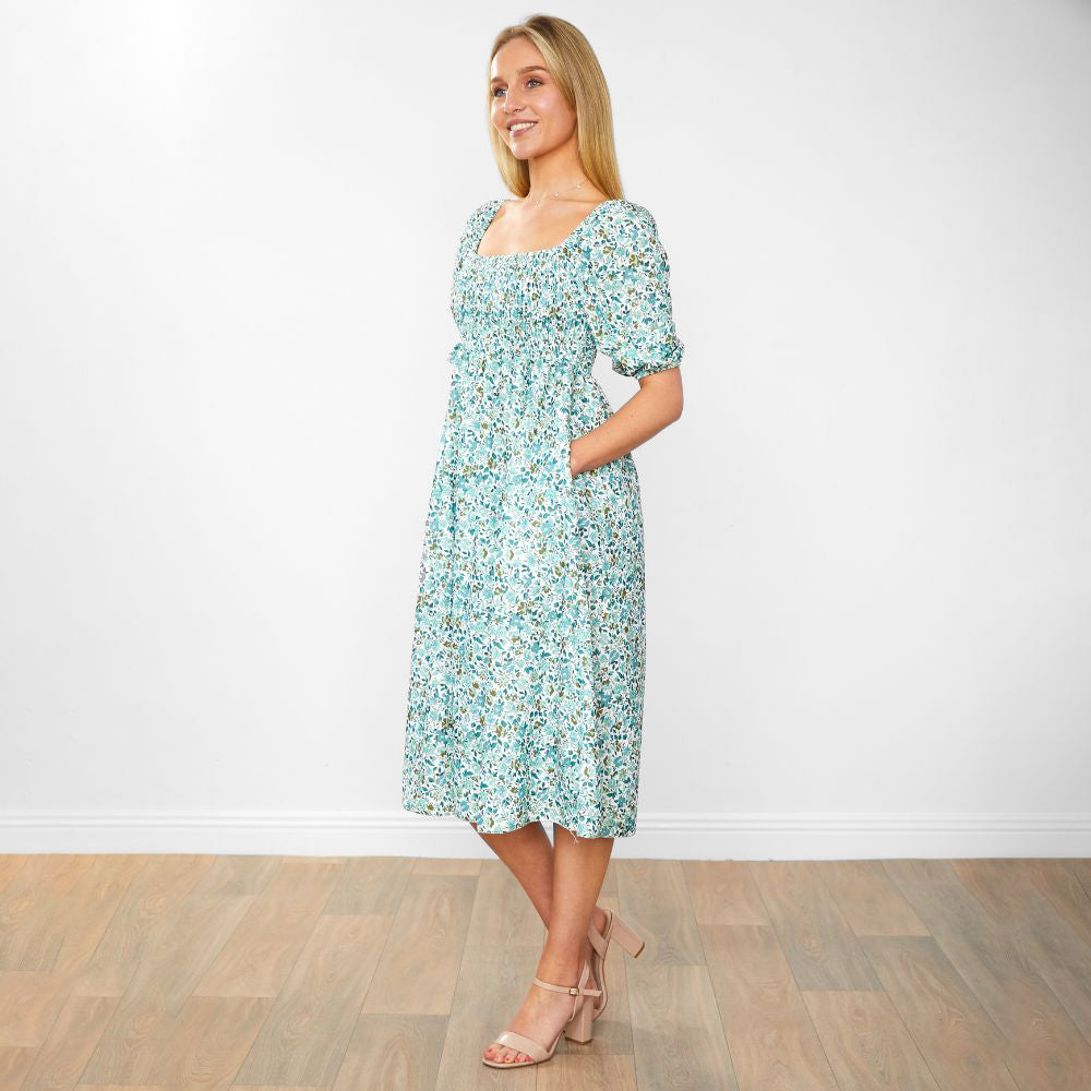 Georgia Dress (Green Flower)