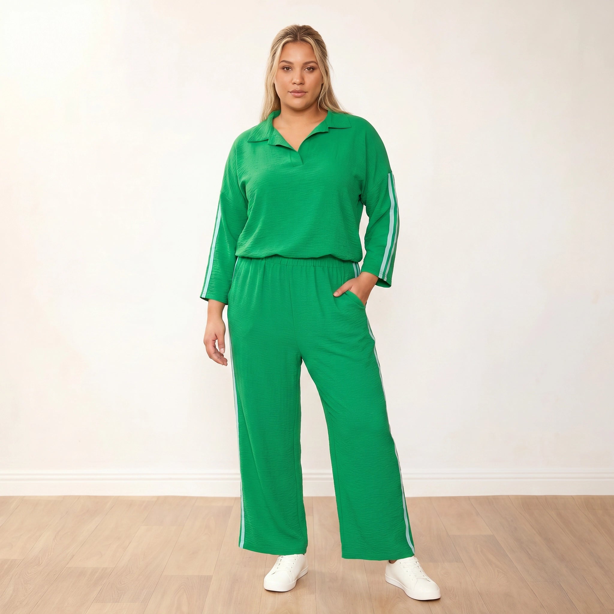 Clara Co-Ord in green and mint stripe – women's co-ord set – view 6