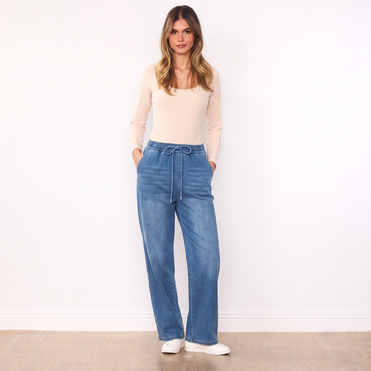Dani Denim Jogger Pants - Light Blue