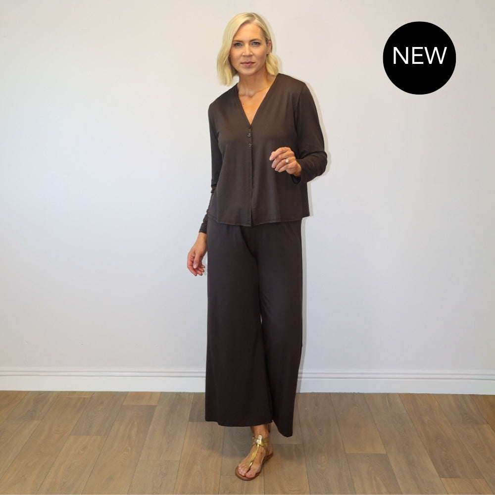 Elena V-Neck Set (Brown)