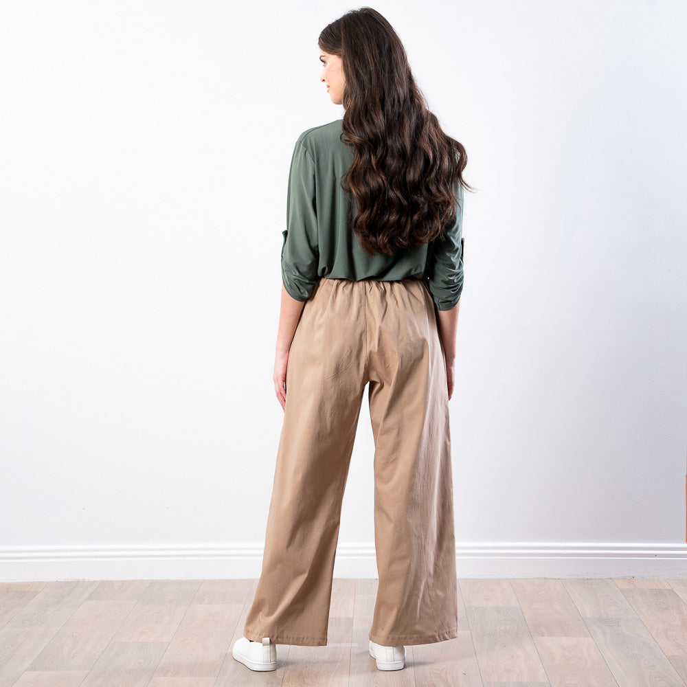 Nora Wide Leg Trousers (Sand)