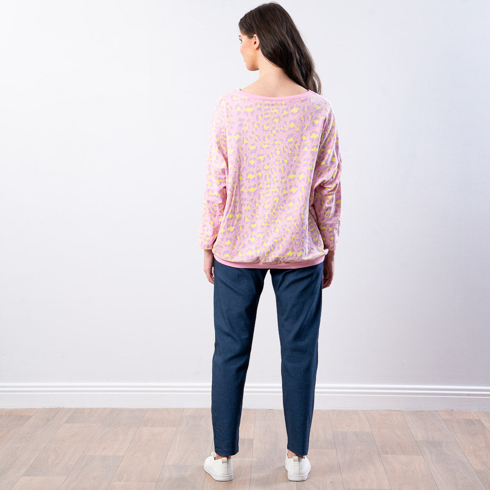 Cleo Leopard Sweat Top (Pink Lilac)