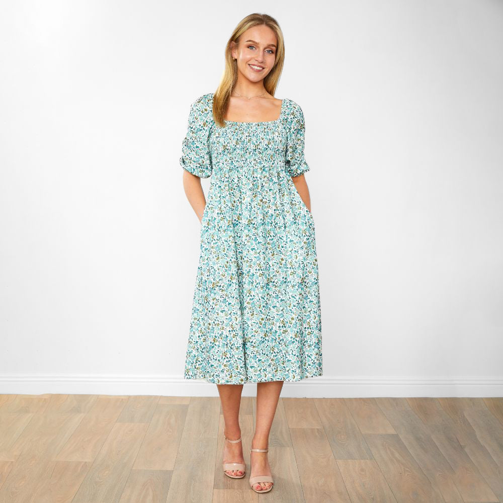 Georgia Dress (Green Flower)