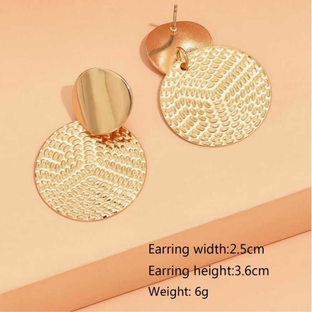 Textured Circle Earrings (Gold)
