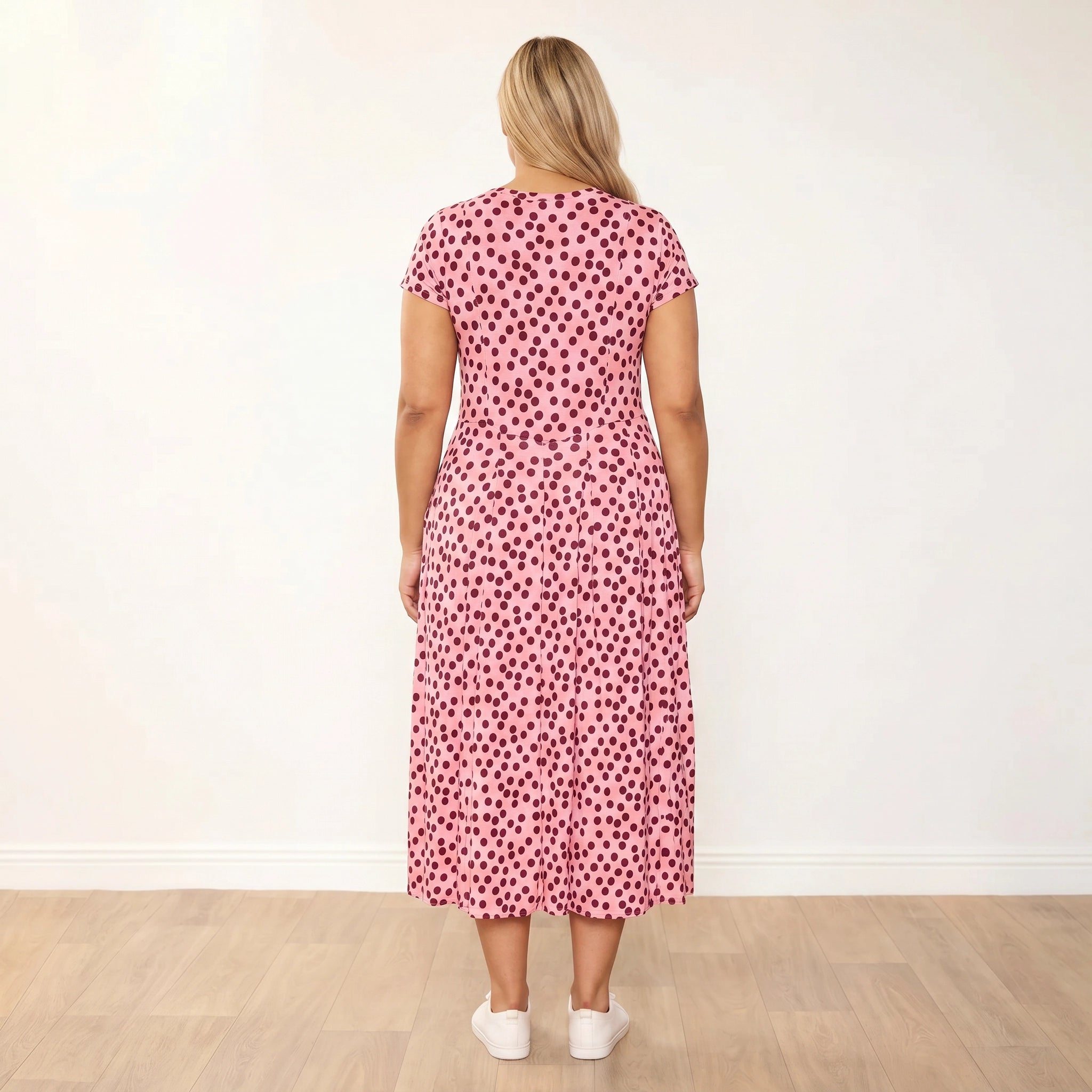 Polly Dress (Polka Dot) - Plus Size XXL - Full back view