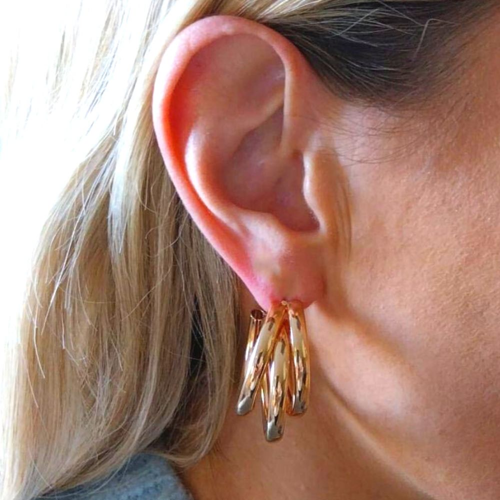 Triple Hoop Earring (Gold)
