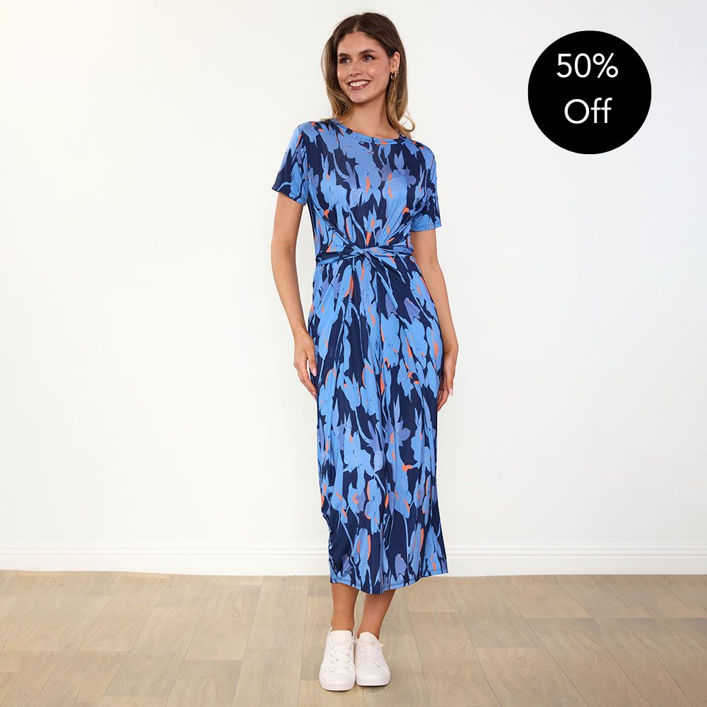 navy and orange dress Alana (Navy/Orange Abstract) Color:light grey Suitable for plus Belle Poque Women's Medium Cocktail & P Dresses