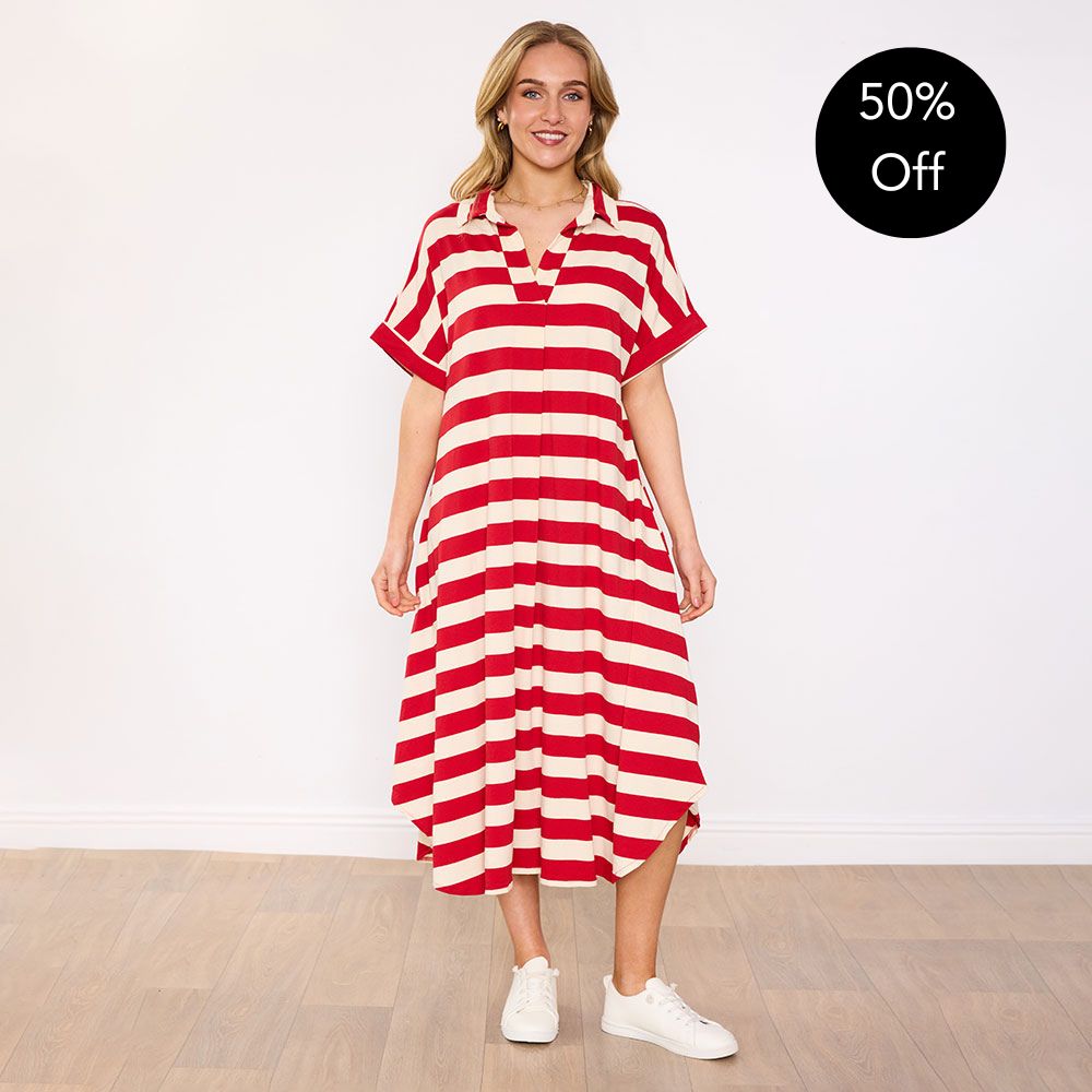 Maya Dress (Red Stripe)