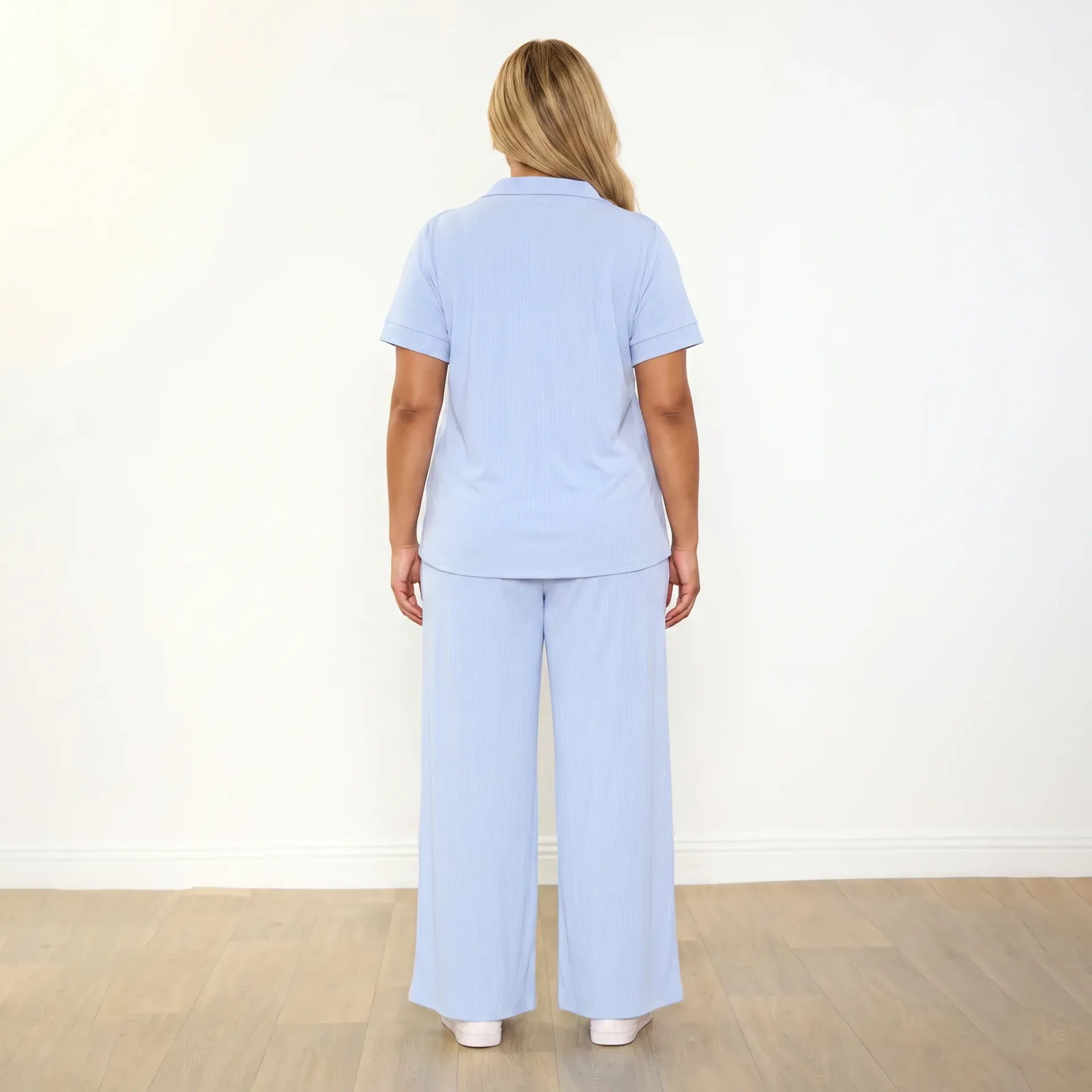 Maggie Co-Ord Blue - Plus size model, back view