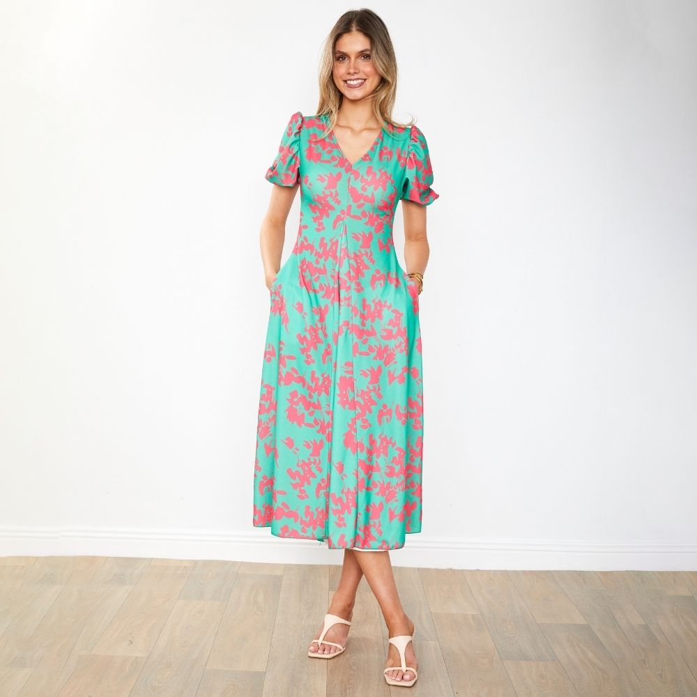 Flora Dress (Green Orchid)