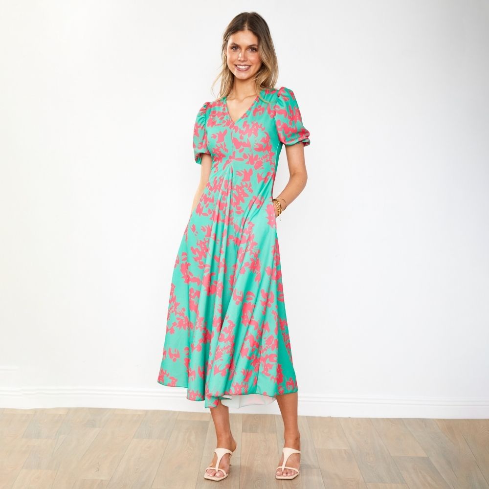 Flora Dress (Green Orchid)
