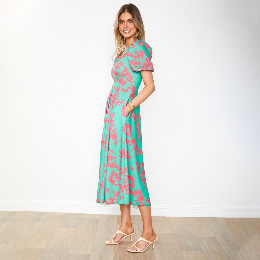 Flora Dress (Green Orchid)