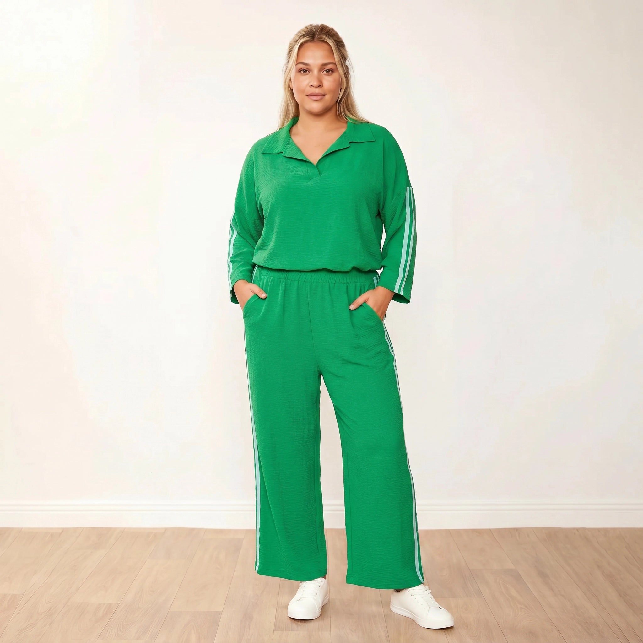 Clara Co-Ord in green and mint stripe – women's co-ord set – view 14