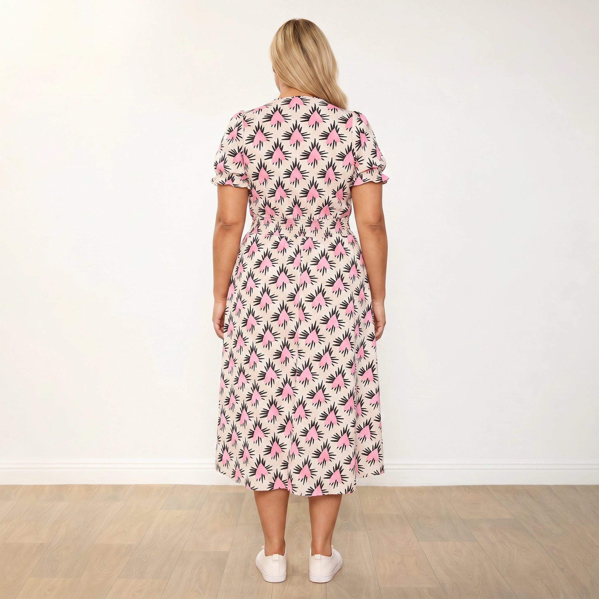 Belle Dress (Pink Heart) - Plus Size Model XXL, full back view