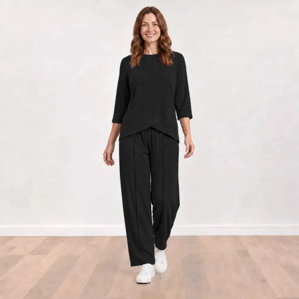 Lily Co-ord (Black) - Front View Walking