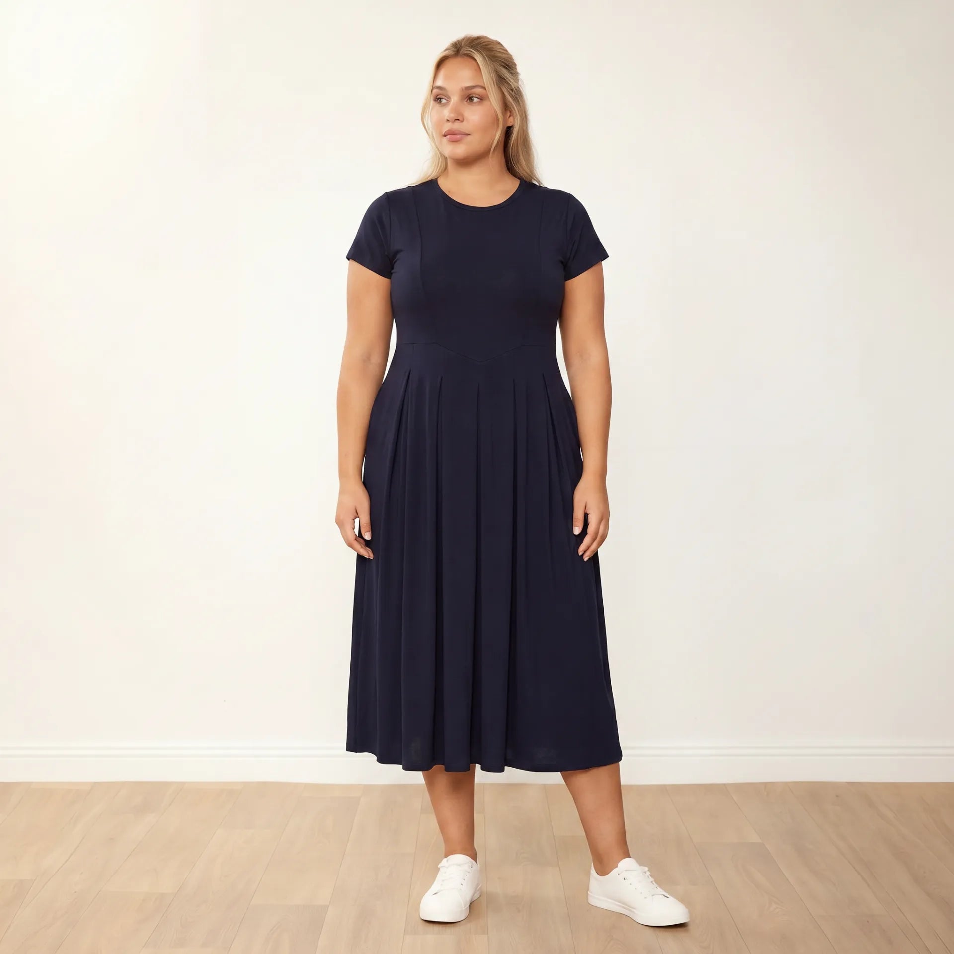 Polly Dress Navy - Plus Size relaxed front