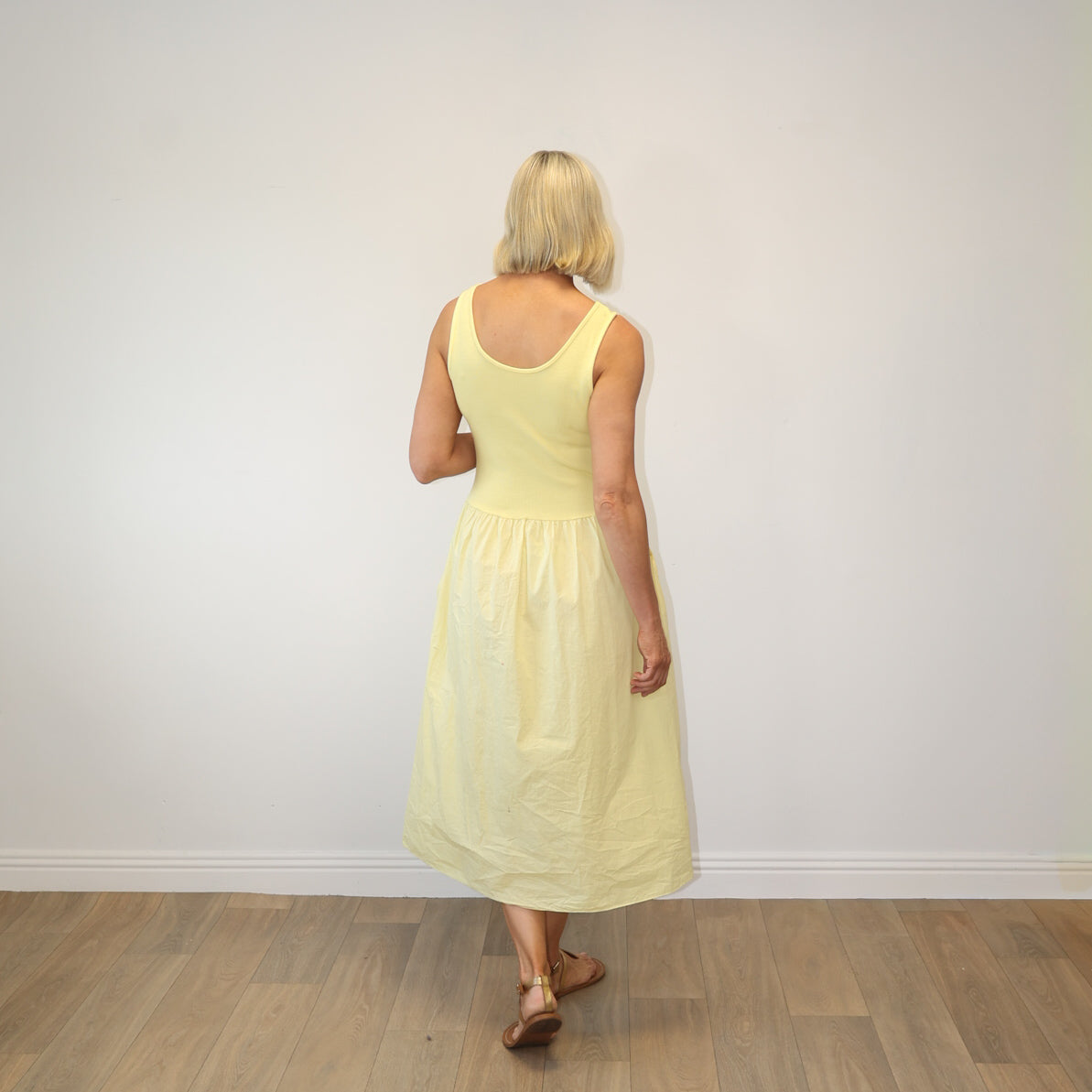 Amara Ribbed Dress (Lemon)