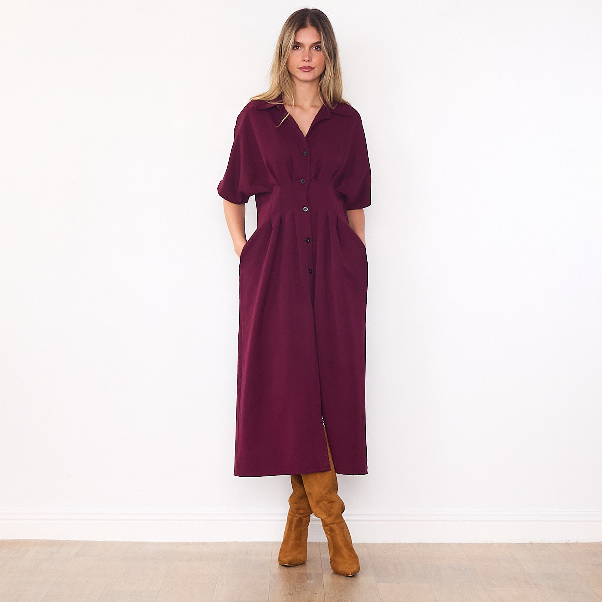 Amelia Shirt Dress (Berry)