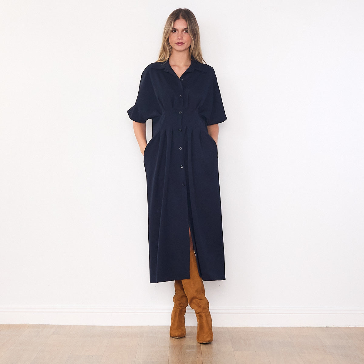 Amelia Shirt Dress (Navy)