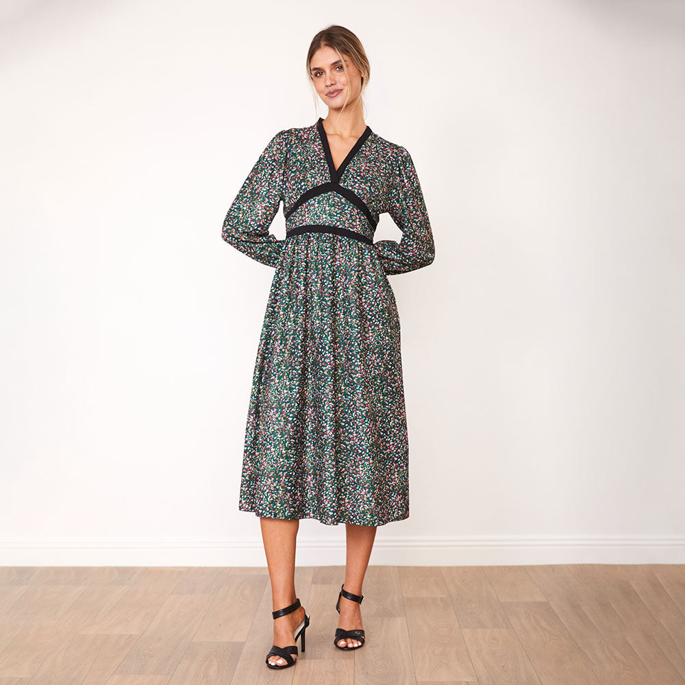 Beckie Dress (Green Floral) - The Casual Company