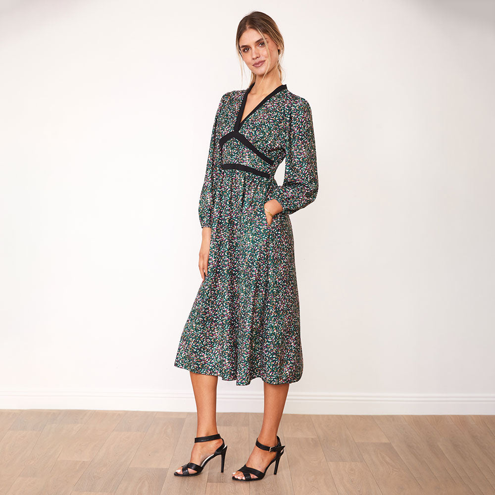Beckie Dress (Green Floral) - The Casual Company