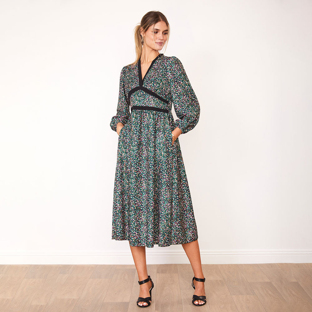 Beckie Dress (Green Floral) - The Casual Company