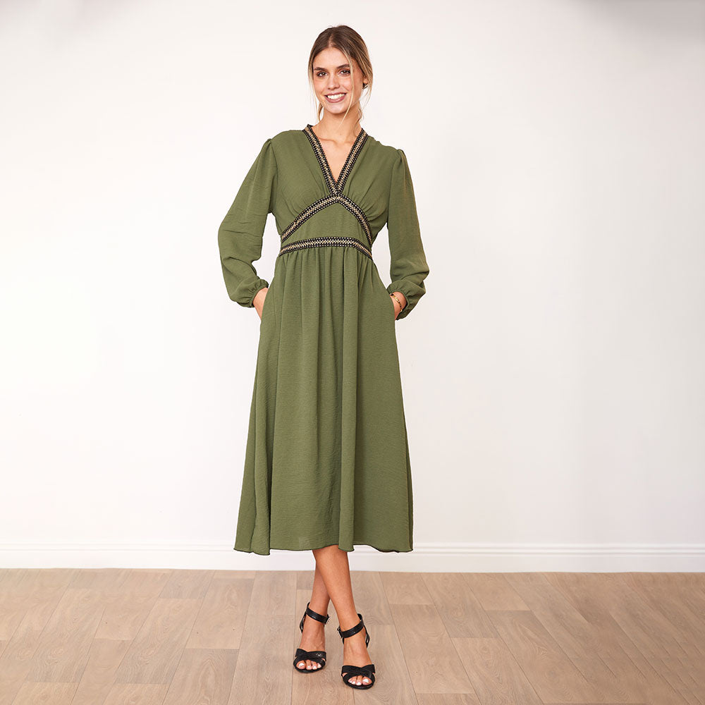 Beckie Dress (Black & Khaki) - The Casual Company
