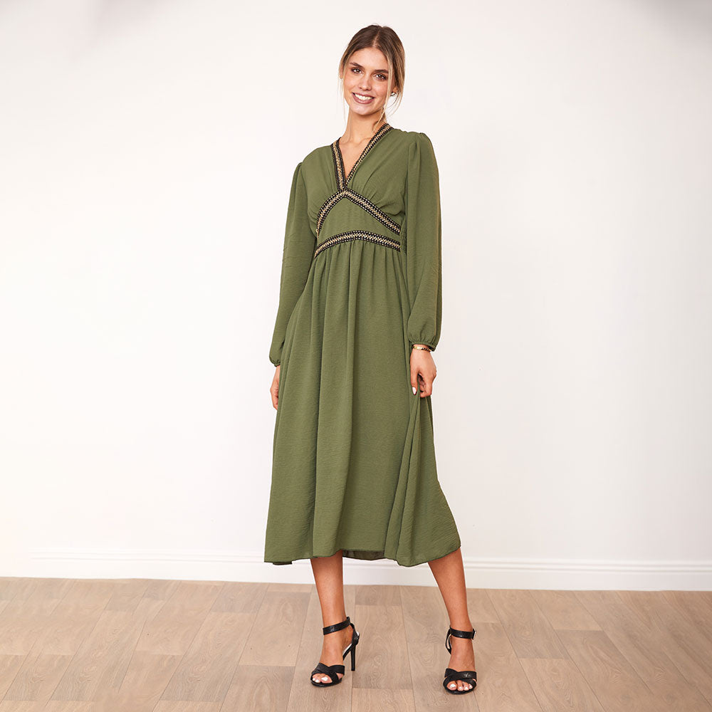 Beckie Dress (Black & Khaki) - The Casual Company
