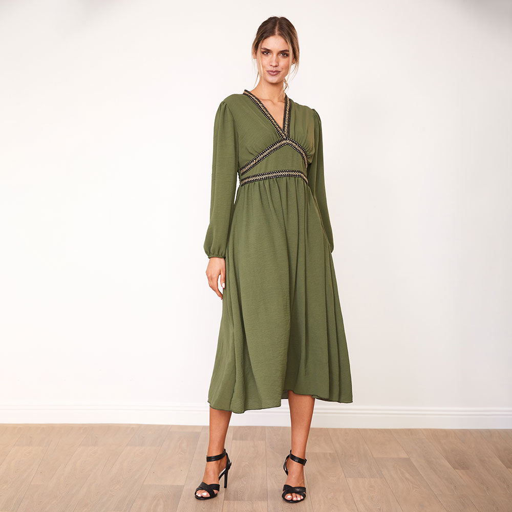Beckie Dress (Black & Khaki) - The Casual Company