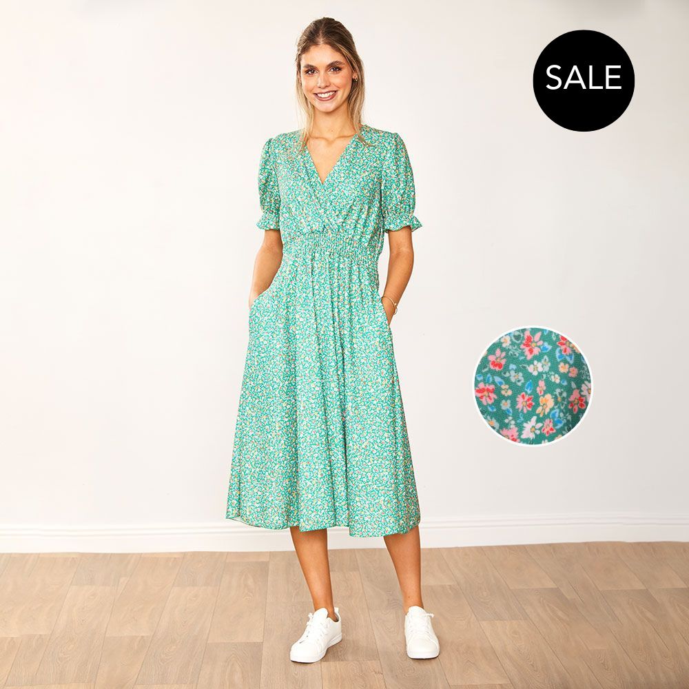 Belle Dress (Green Floral)