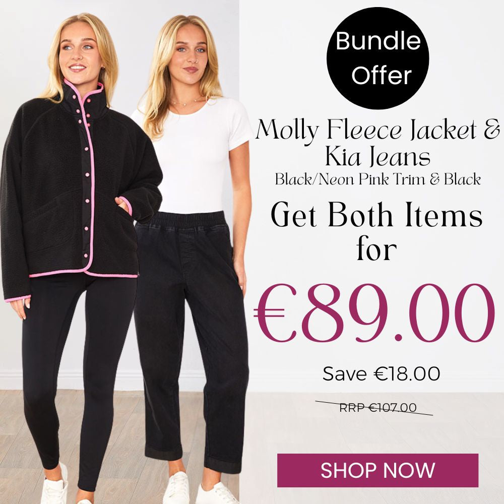 Molly Fleece Jacket (Black/Neon Pink Trim) & Kia Jeans (Black) for €89.00