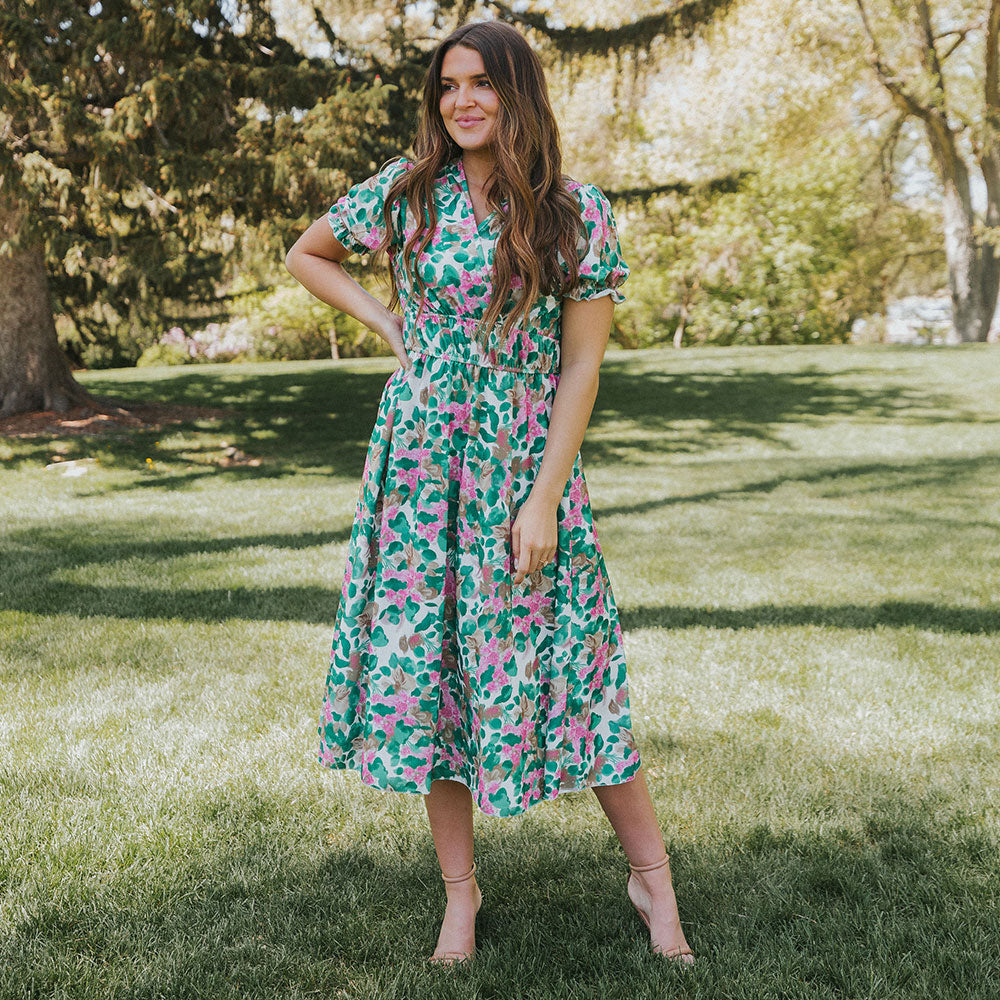 Bonnie Dress (Green Floral)