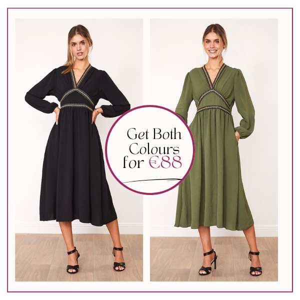 Beckie Dress (Black & Khaki) - The Casual Company