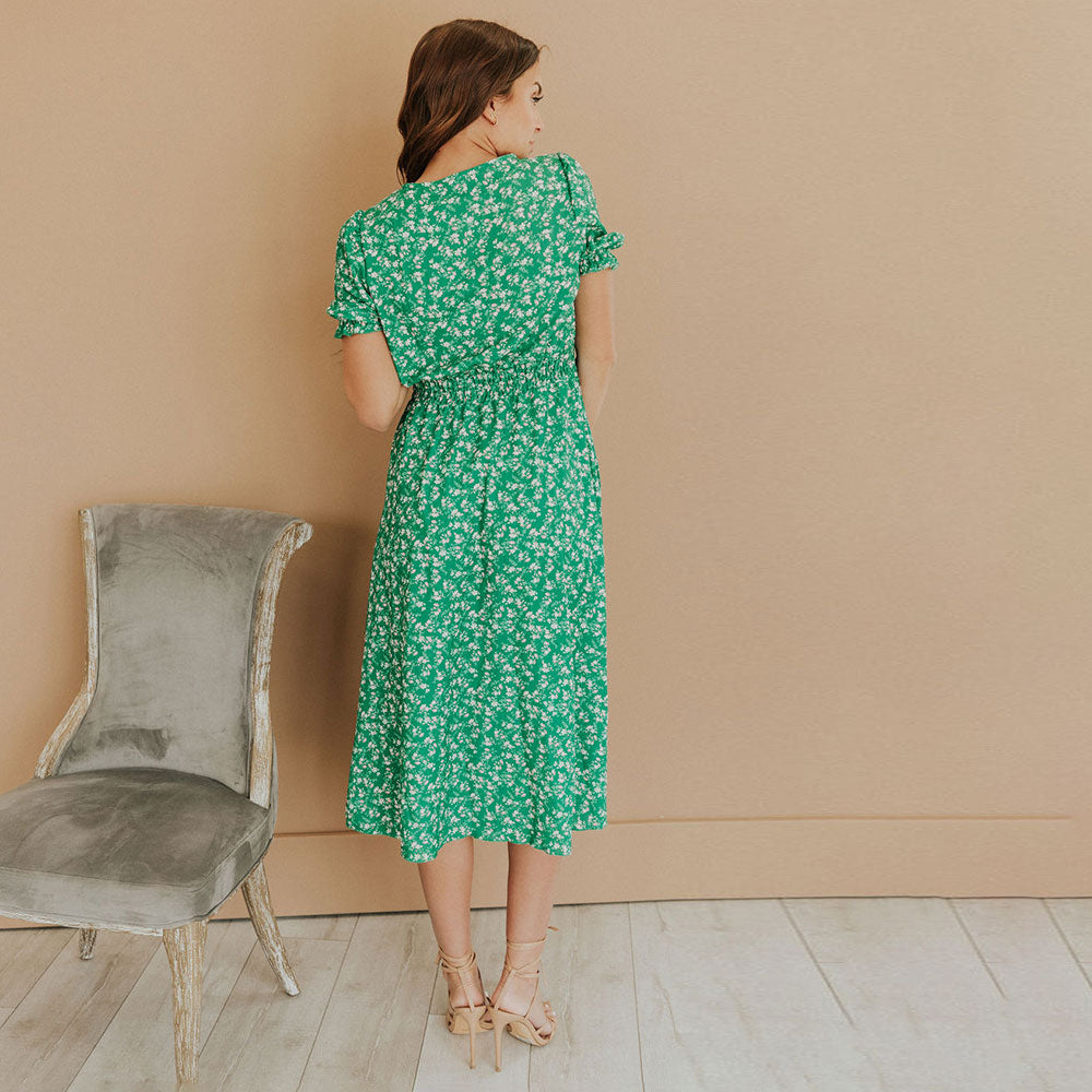 Belle Dress (Green Floral) - The Casual Company