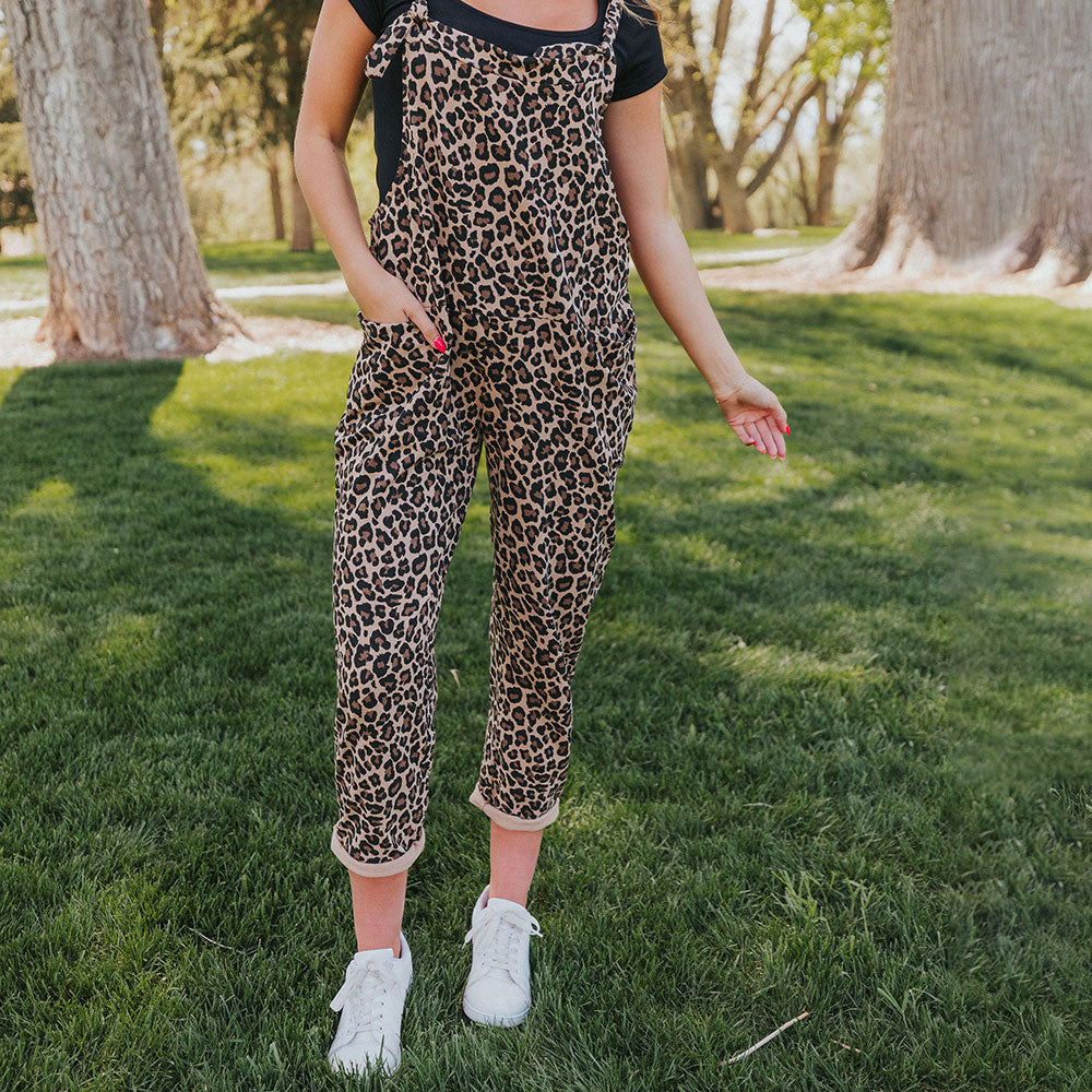 Ashley Dungaree in leopard print – women's dungarees – view 9