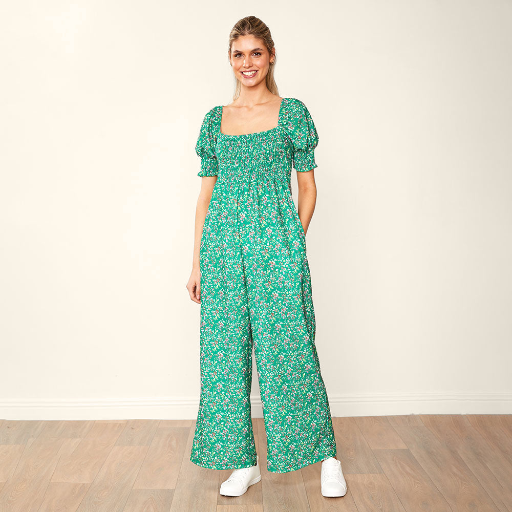 Camilla Jumpsuit (Green Floral)