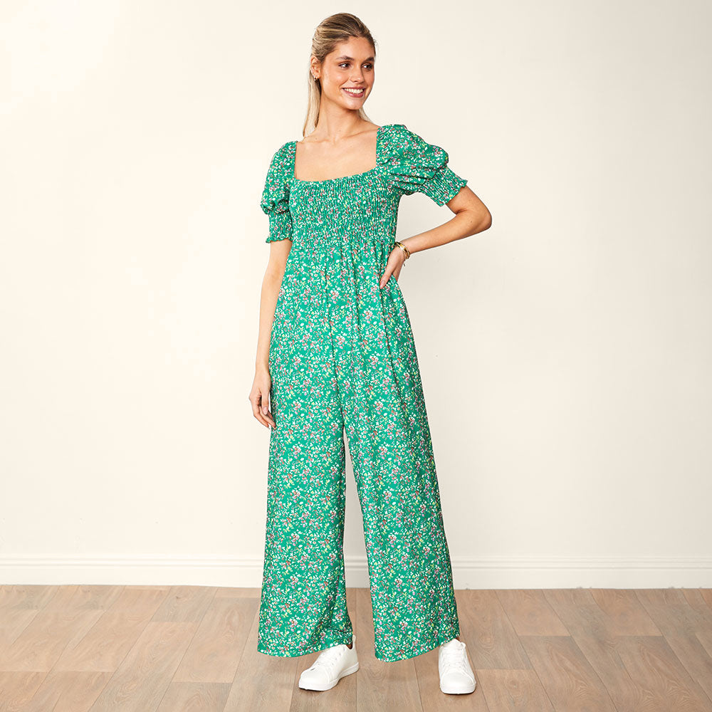 Camilla Jumpsuit (Green Floral)