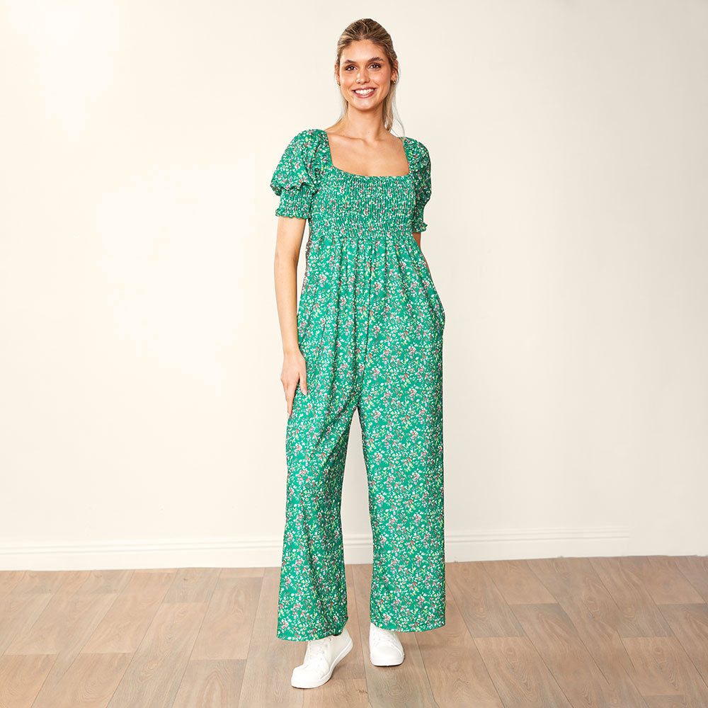 Camilla Jumpsuit (Green Floral)