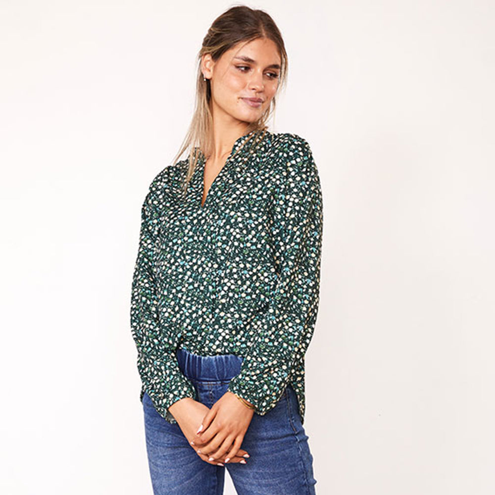 Cara Top (Green Floral)