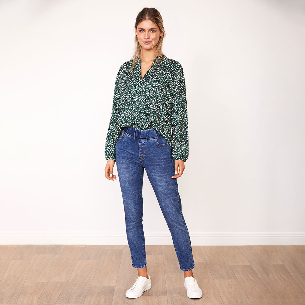 Cara Top (Green Floral)