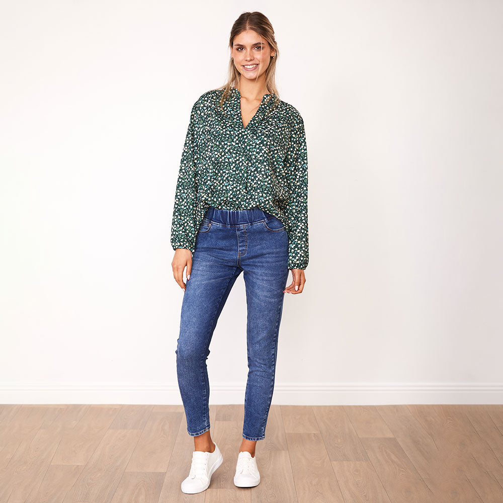 Cara Top (Green Floral)
