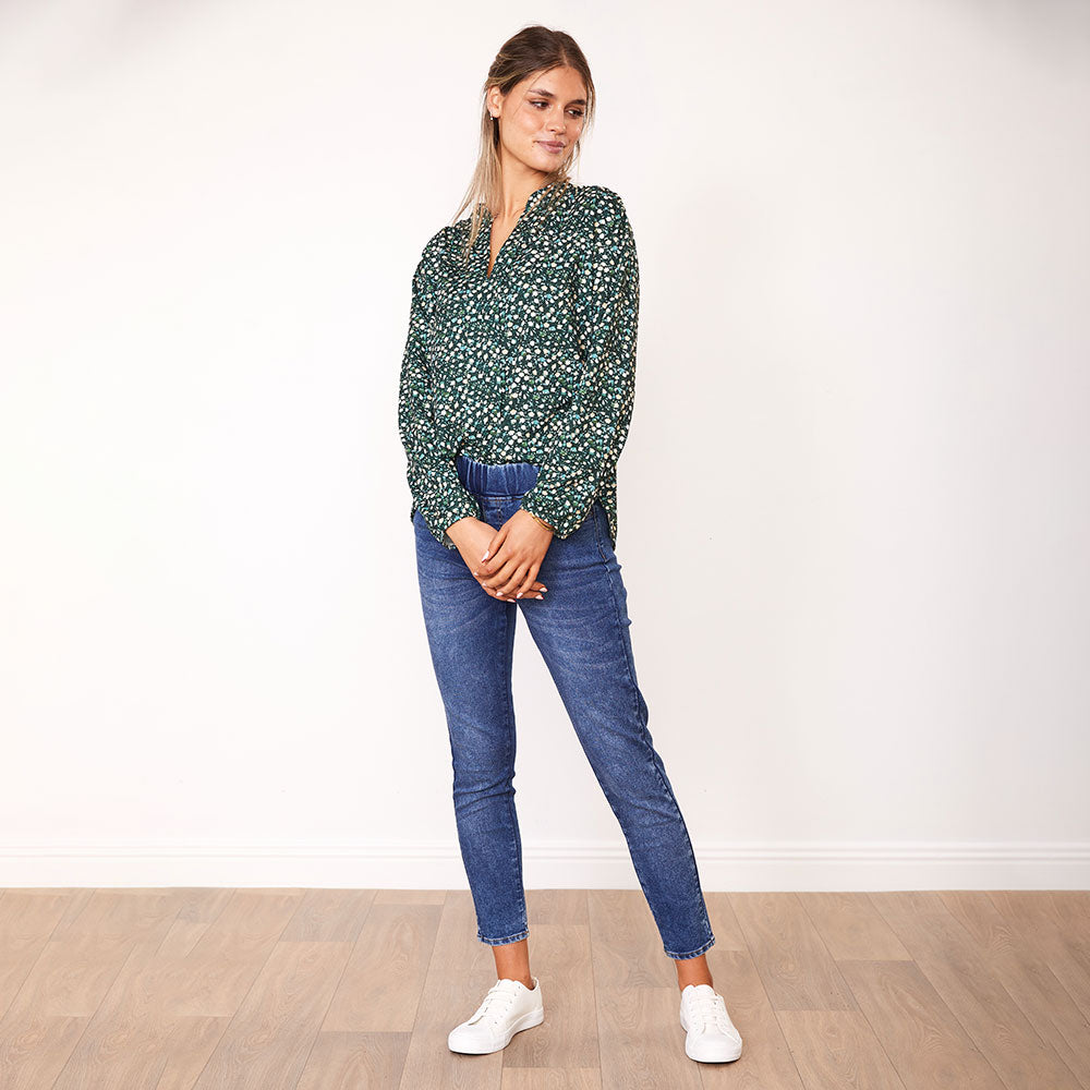 Cara Top (Green Floral)