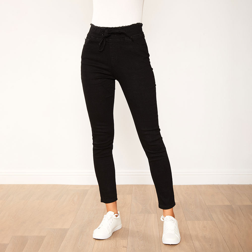 Dana Drawstring Classic Jeggings (Black)