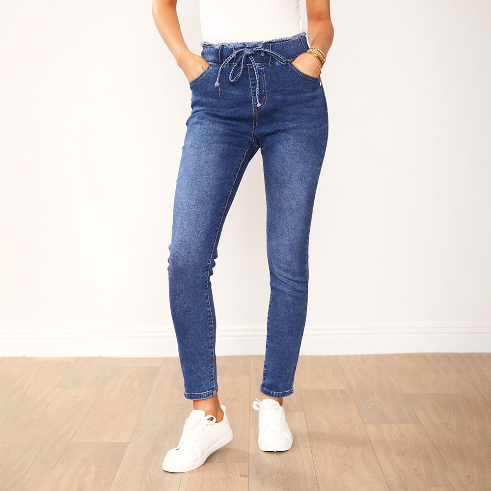 Dana Drawstring Classic Jeggings (Blue)