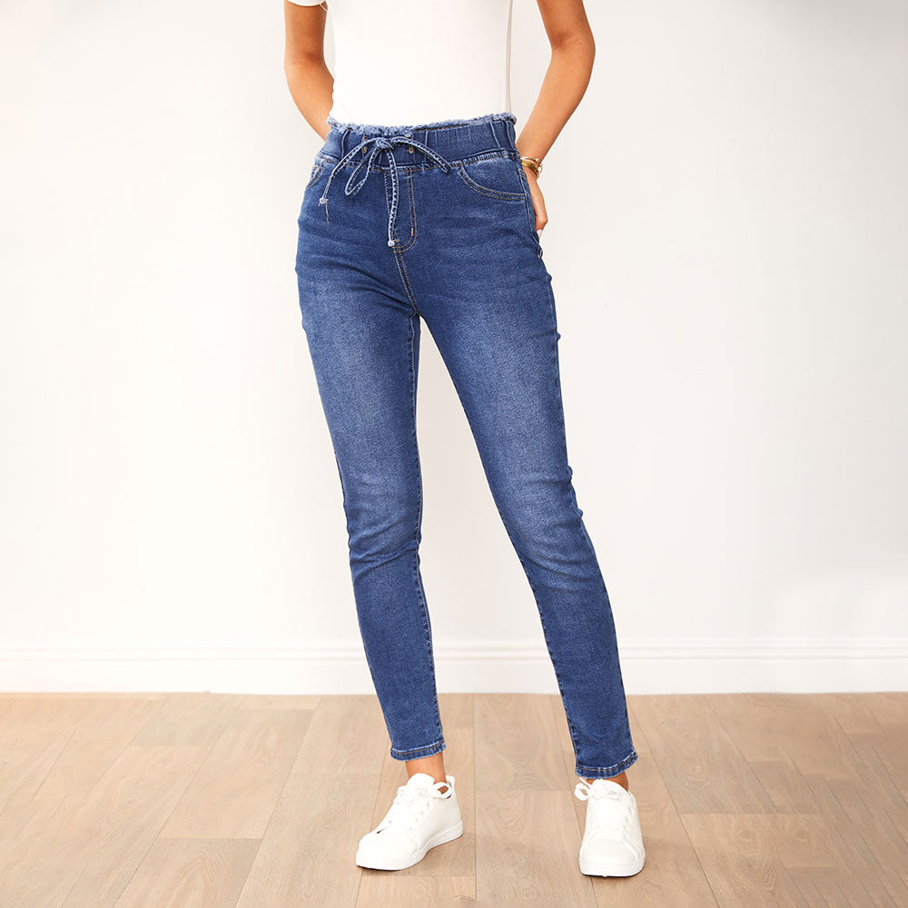 Dana Drawstring Classic Jeggings (Blue)