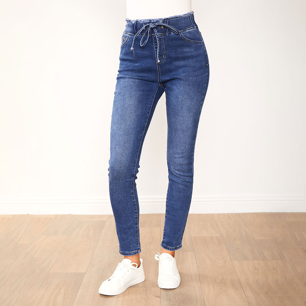 Dana Drawstring Classic Jeggings (Blue)