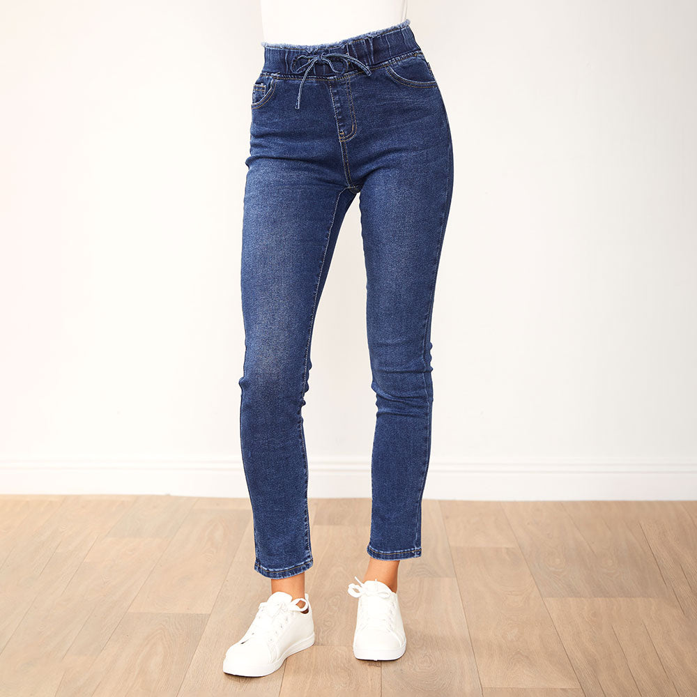 Dana Drawstring Classic Jeggings (Dark Blue)