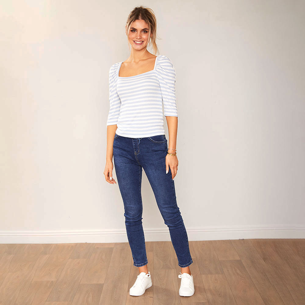 Sally Top (Light Blue stripe)