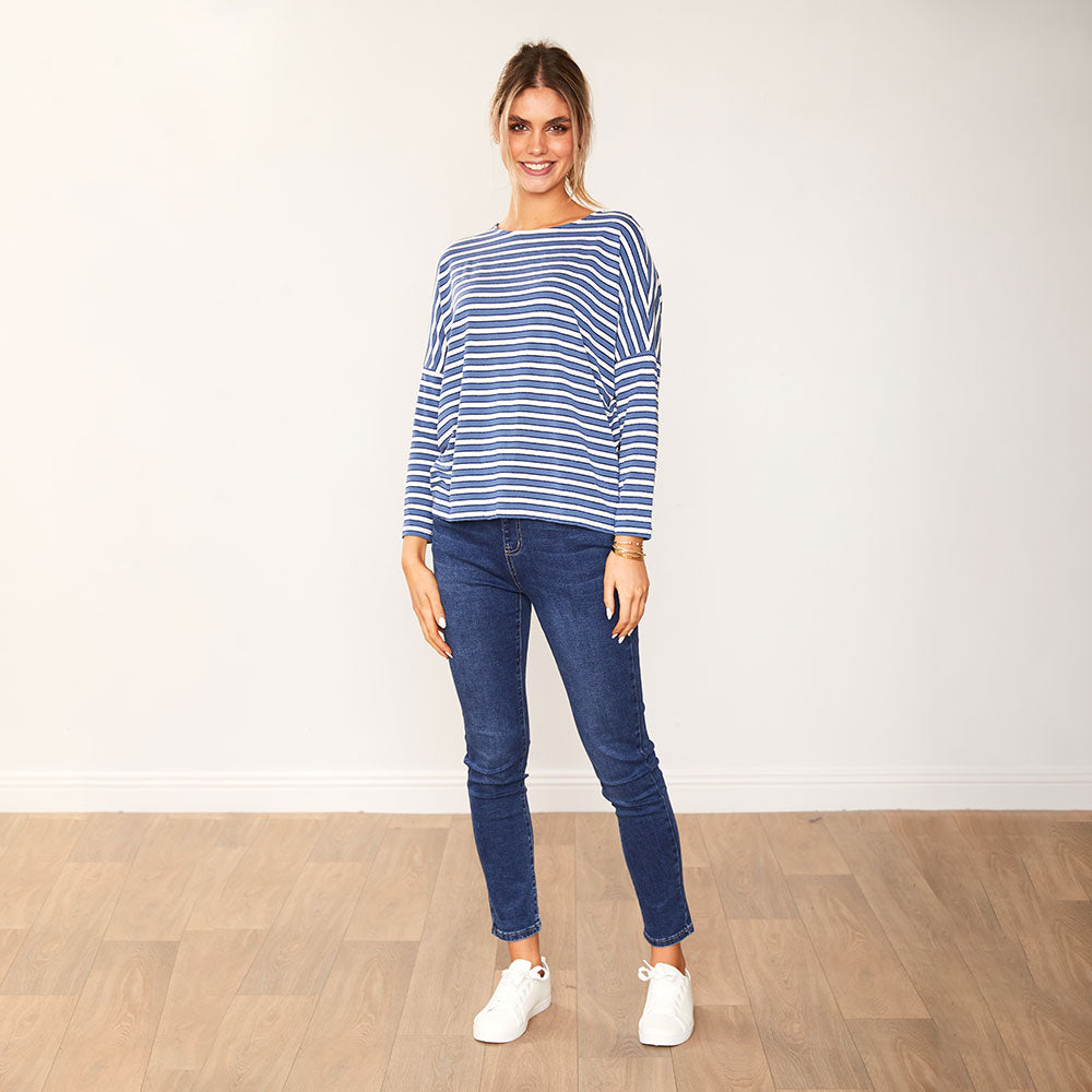 Laurel Top (Navy stripe)